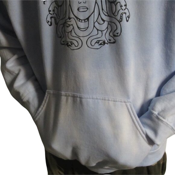 Mythcore Medusa Graphic Blue Tie Dye Hoodie Handmade XL - Picture 4 of 7